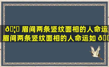 🦉 眉间两条竖纹面相的人命运,眉间两条竖纹面相的人命运如 🐛 何